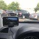 Mounted to a texturized dashboard.